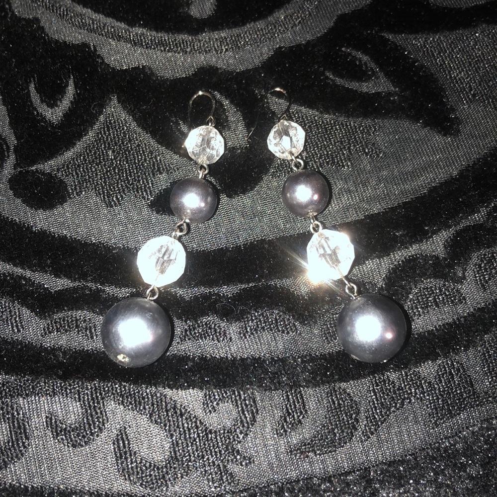 Crystal and faux pearl drop earrings